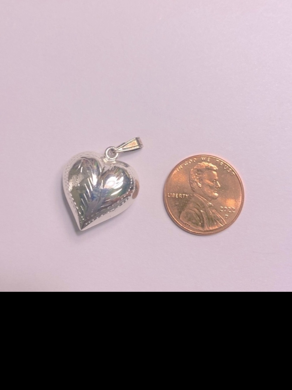 Vintage Sterling Silver Heart Pendant - Picture 2 of 4